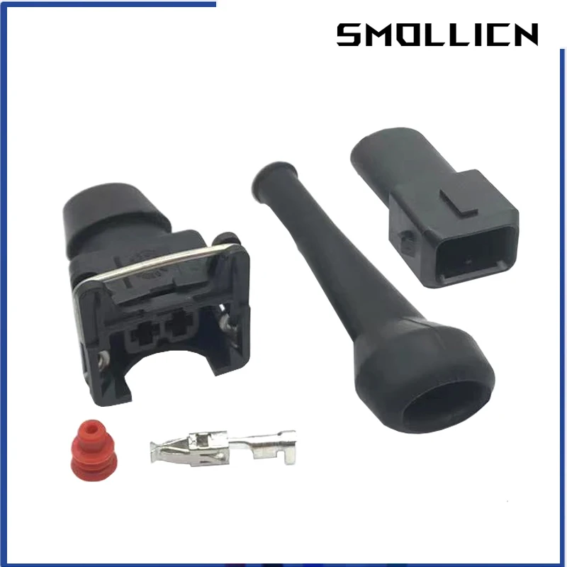 5 Sets 2 Pin AMP Tyco EFI Fuel Injector Connector Waterproof (mini timer) Automotive Waterproof Connector Plug With Rubber Boot