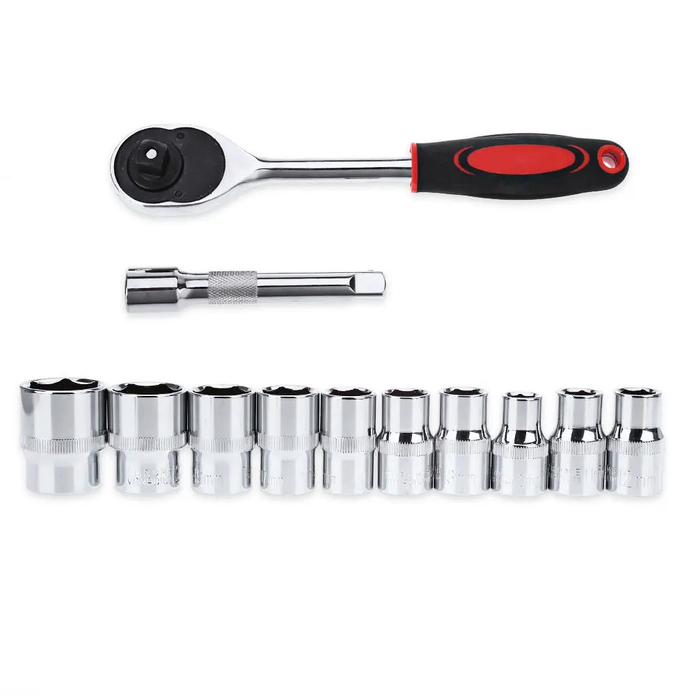 12Pcs Kit 1/4 Schlüssel Buchse Set Hardware Chrom Vanadium Stahl Reparatur Werkzeuge Kit Buchse Ratsche Spanner Tools Kit