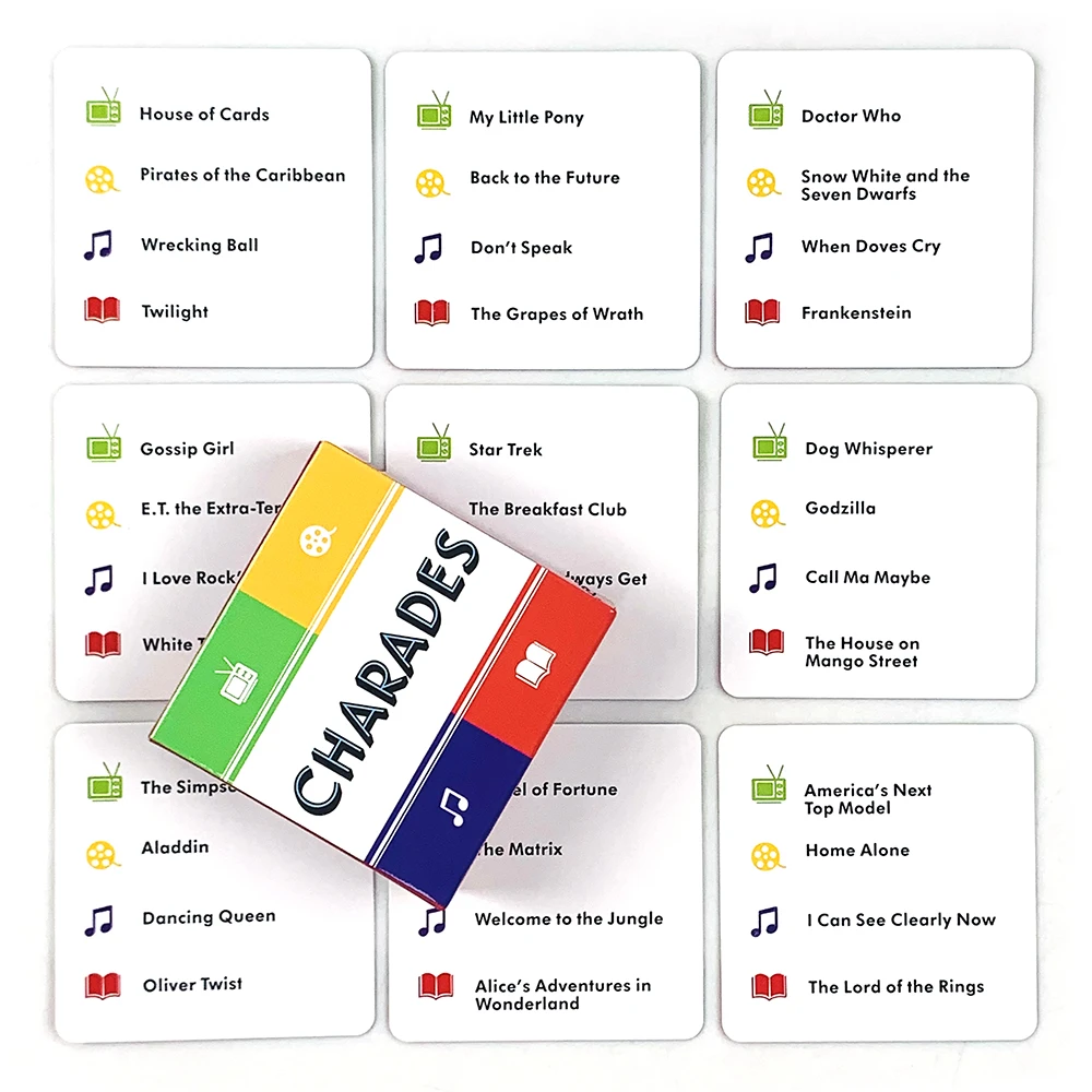 Mini 50 Cards Charades Game Portable Camping and Holiday Games For Adults and Family After Dinner Amusements Board Game