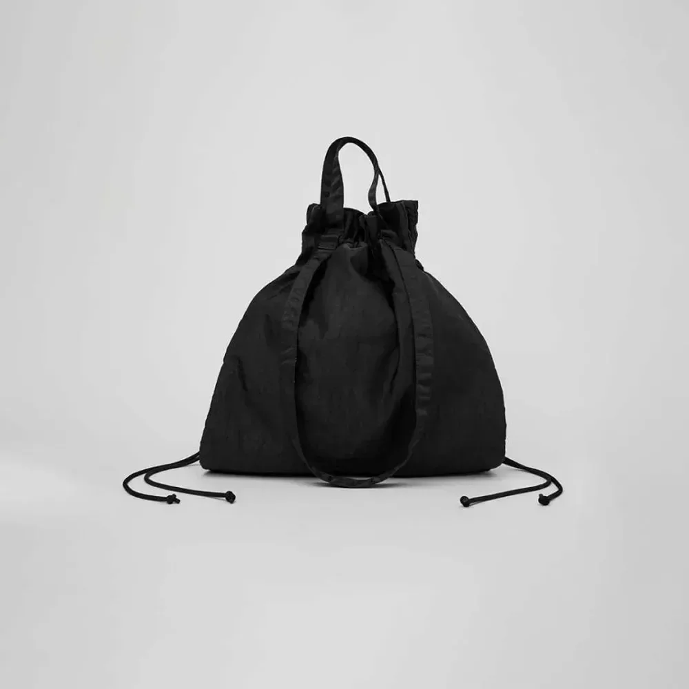 AL Black Utility Tote Bag Back Pack Sport Double Drawstring Backpack Yoga Outdoor Commuting Sports Storage Bag Yoga Sports Bag