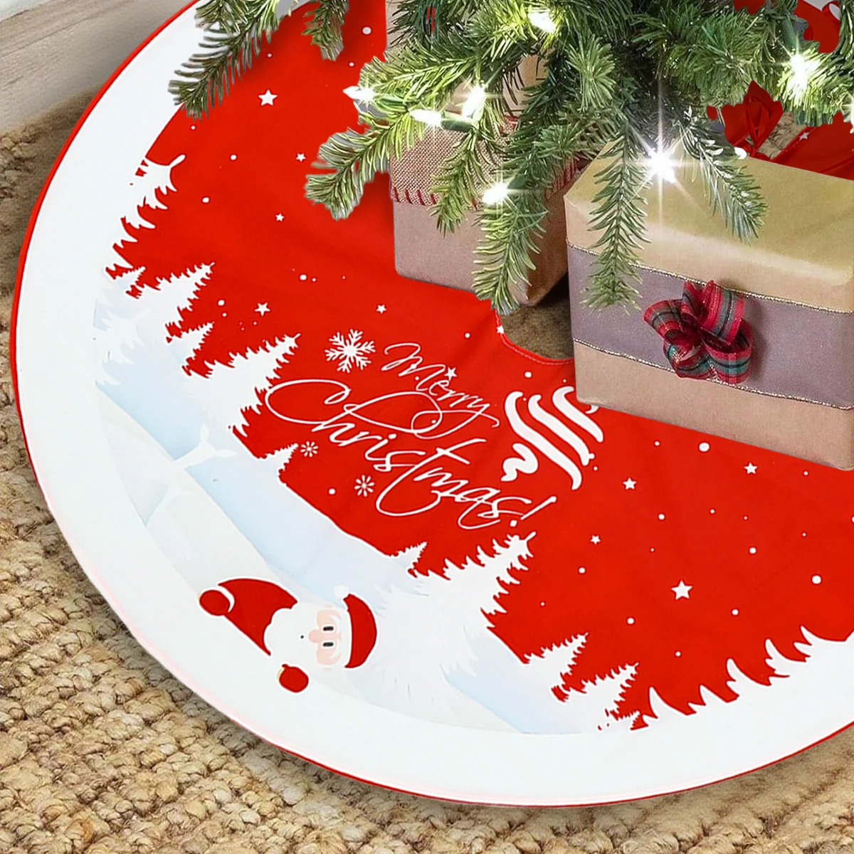 شجرة عيد الميلاد تنورة عيد ميلاد سعيد الطرف الديكور 2025 الأحمر شجرة عيد الميلاد الحلي الطابق ديكور نافيداد ناتال السنة الجديدة هدية 2026 #4