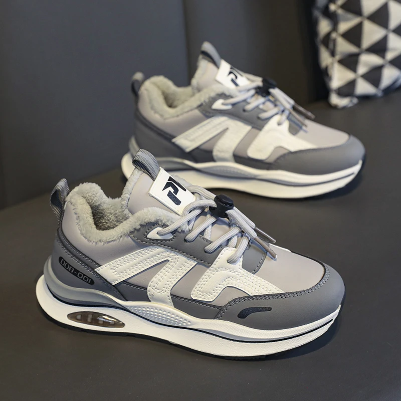 

MT010 Older Kids Sports Fleece Lined Casual Warm Trendy Cotton Shoes for Boys Girls