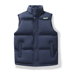 FENDT Men' Sleeveless Vest Jackets Winter Fashion Male Cotton-Padded Vest Coats Men Stand Collar Warm Waistcoats Clothing 5XL