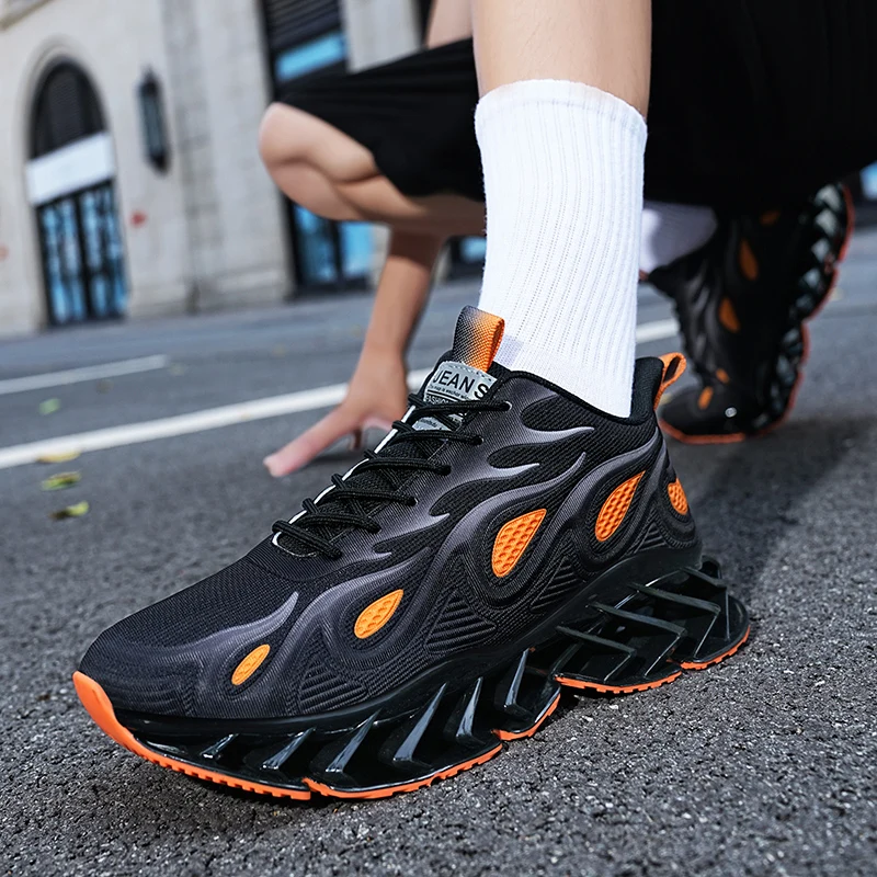 Fashion Shoes Men Blade Running Shoes for Men Flame Design Sneakers Shock Absorption Jogging Sports Walking Shoes Male Footwear