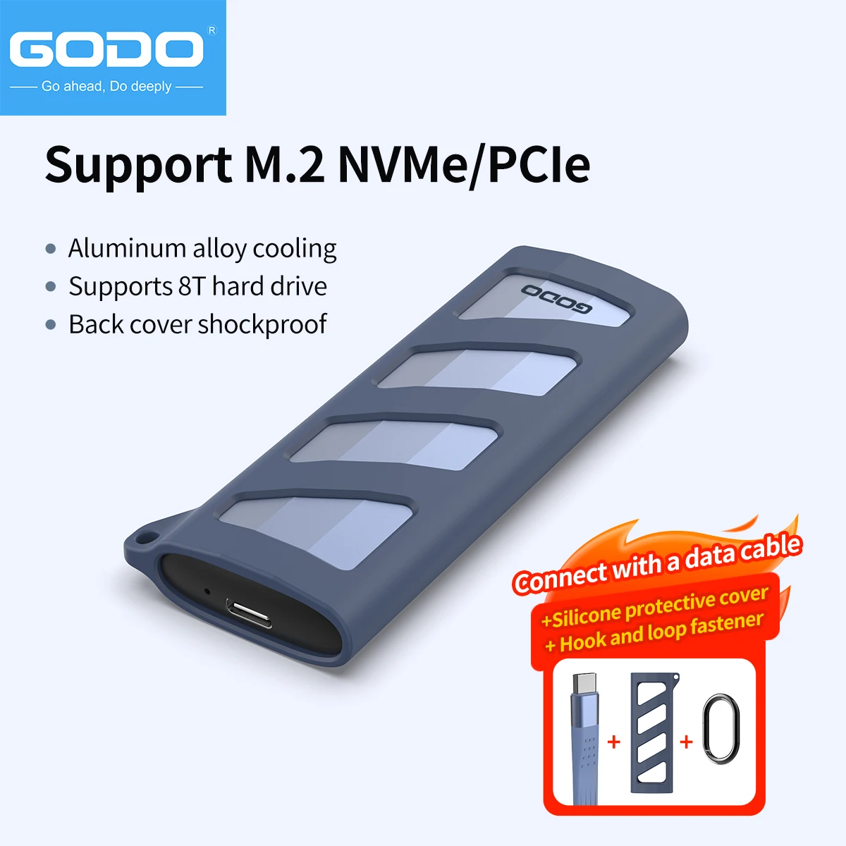 GODO M.2 NVMe SSD Enclosure 10Gbps External Case for M.2 NVMe USB 3.2 Gen2 SSD Adapter Tool Free External Hard Drive Case