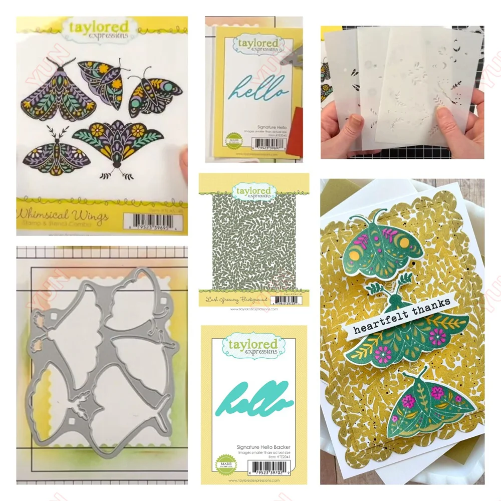 

Whimsical Wings Cardmaking Kit Lush Greenery Background Metal Cutting Dies Stamps Stencil Set DIY Scrapbook Crafts Decoration