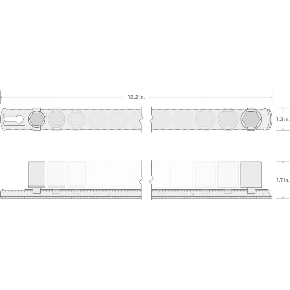 3/8 Inch Drive 6-Punts Impact Socket Set Met Rails, 68 Stuk (1/4-1 In., 6-24 Mm) | Sid91218