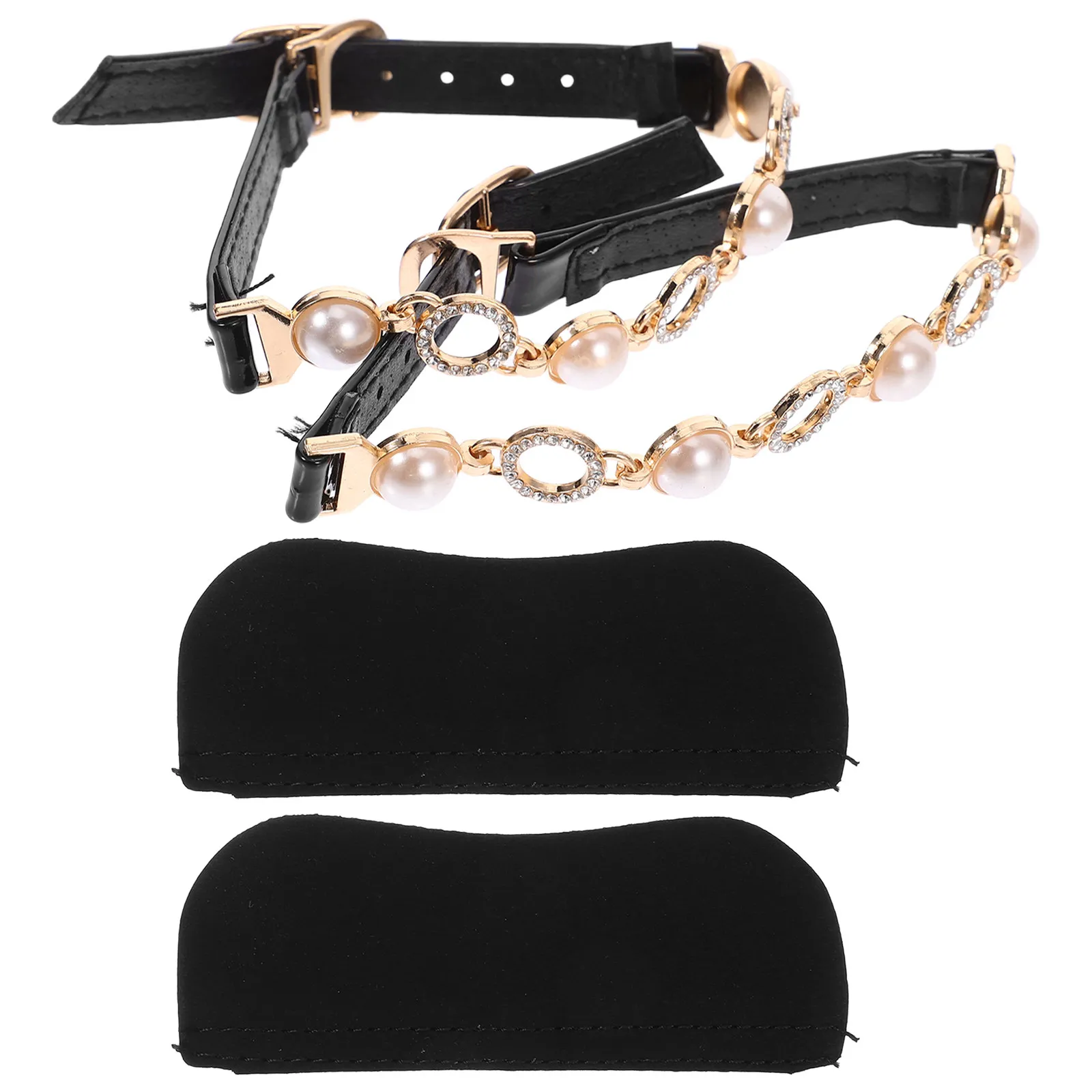 

2 шт. эластичные съемные ремешки для туфель на высоком каблуке, предотвращающие распускание, с жемчугом и стразами, заменяющие ремешки на щиколотку для женских туфель на каблуках