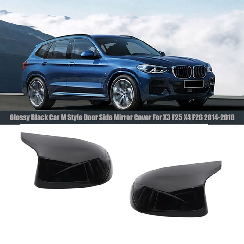 

Glossy Black Car M Style Door Side Mirror Cover Rear Mirror Cap For-BMW X3 F25 X4 F26 X5 F15 X6 F16 2014-2018