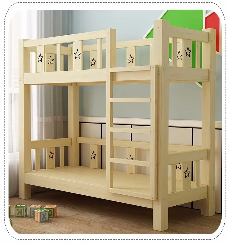 Children\'s Hosting Class Bunk Bed Nap Solid Wood Height-Adjustable Bed Primary School Students Double-Layer Lunch Bed