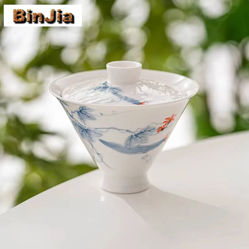 140 مللي رسمت باليد اللوف Gaiwan الرجعية الخيزران قبعة مكافحة السمط الشاي تورين المنزلية صنع غطاء وعاء العناصر الحلي لوازم