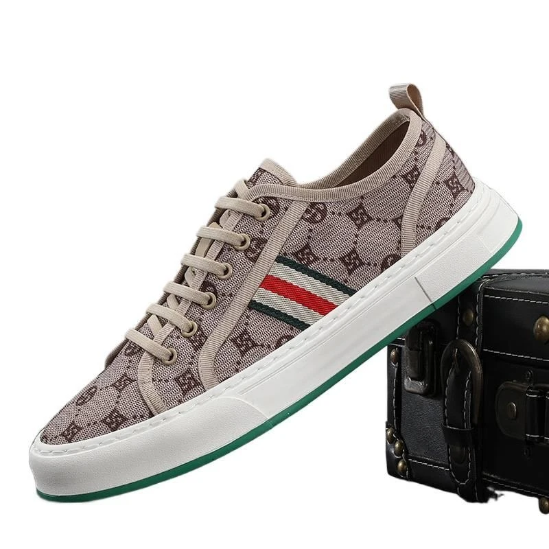

Light Luxury Sace New Model 8395 British Style Breathable Fabric Shoes Front Lace-up Low-top Men's Casual Canvas Shoes
