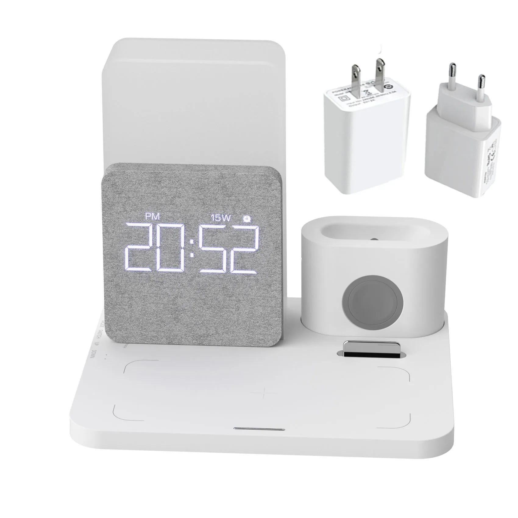 4 In 1 Clock Night Light Qi Wireless Charger Stand Fast Charging Station for IPhone 12 Pro 11 13 Max XS Apple Watch Airpods Pro