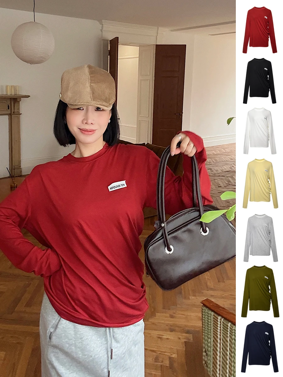 

Irregular round Ne Long Sve T-irt Casual Sle Straight Cut Length Regular Spring Season Spring 2025