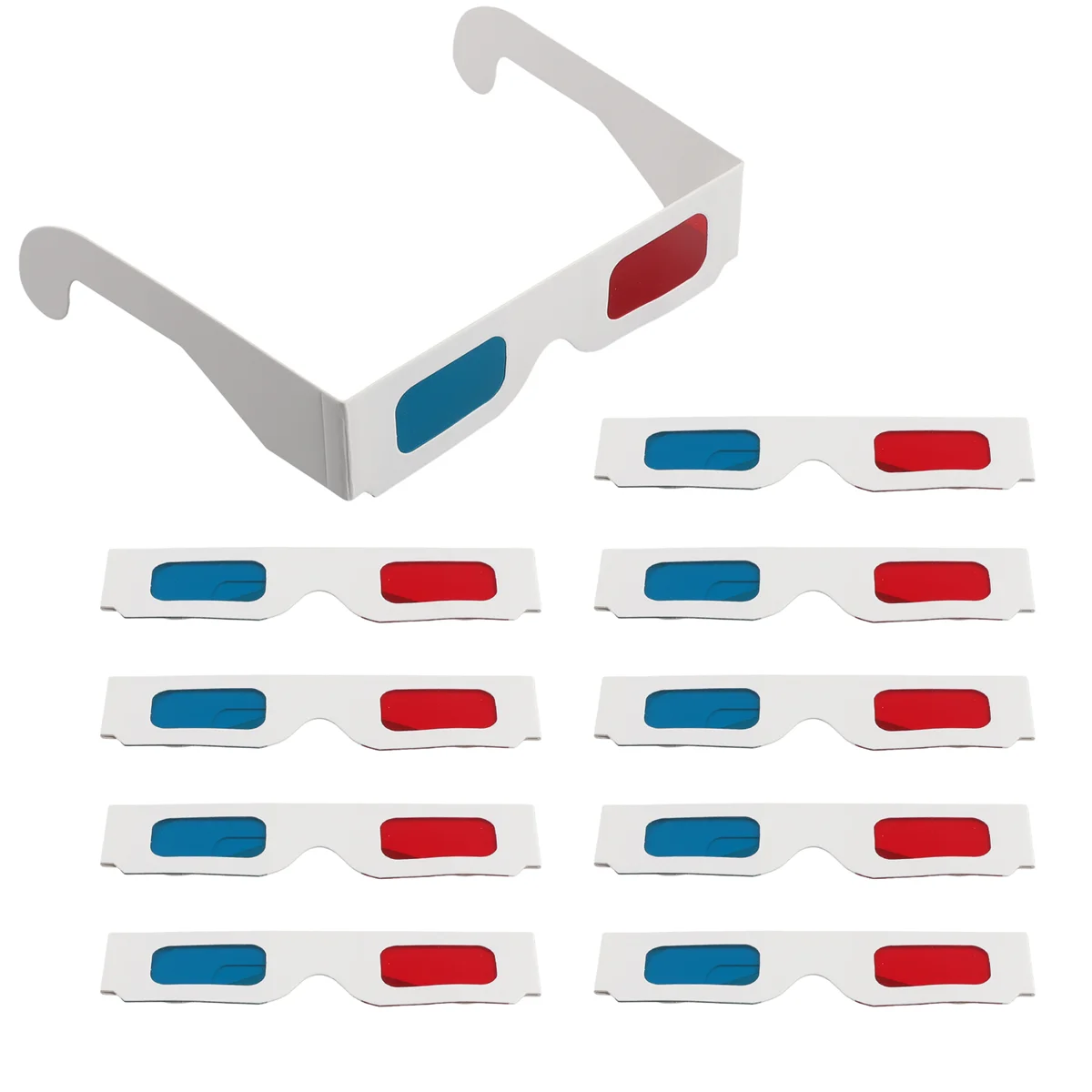 3D-очки, 10 пар красных и синих бумажных стерео линз для набора фильмов, 3D-очки из анаглифной бумаги