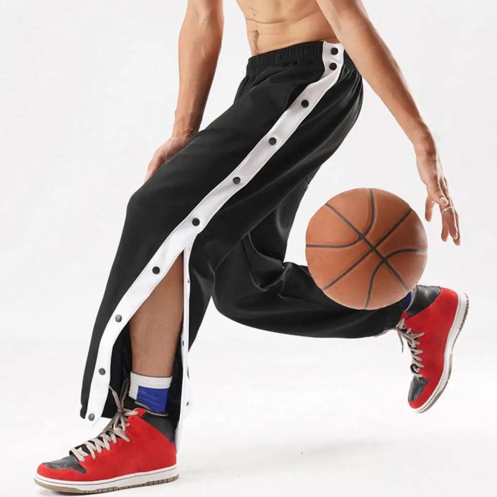 

Men Pants Pockets Shrink Resistant Splicing Basketball Training Sweatpants Lightweight Casual Trousers Daily Clothing