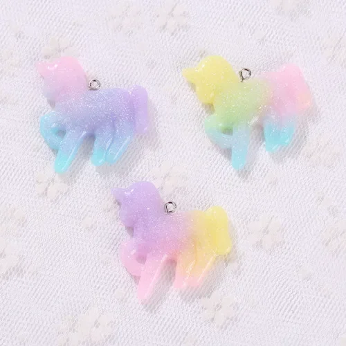 12Pcs Resin Unicorn Charms DIY Accessories For Keychain Pendant Necklace Making