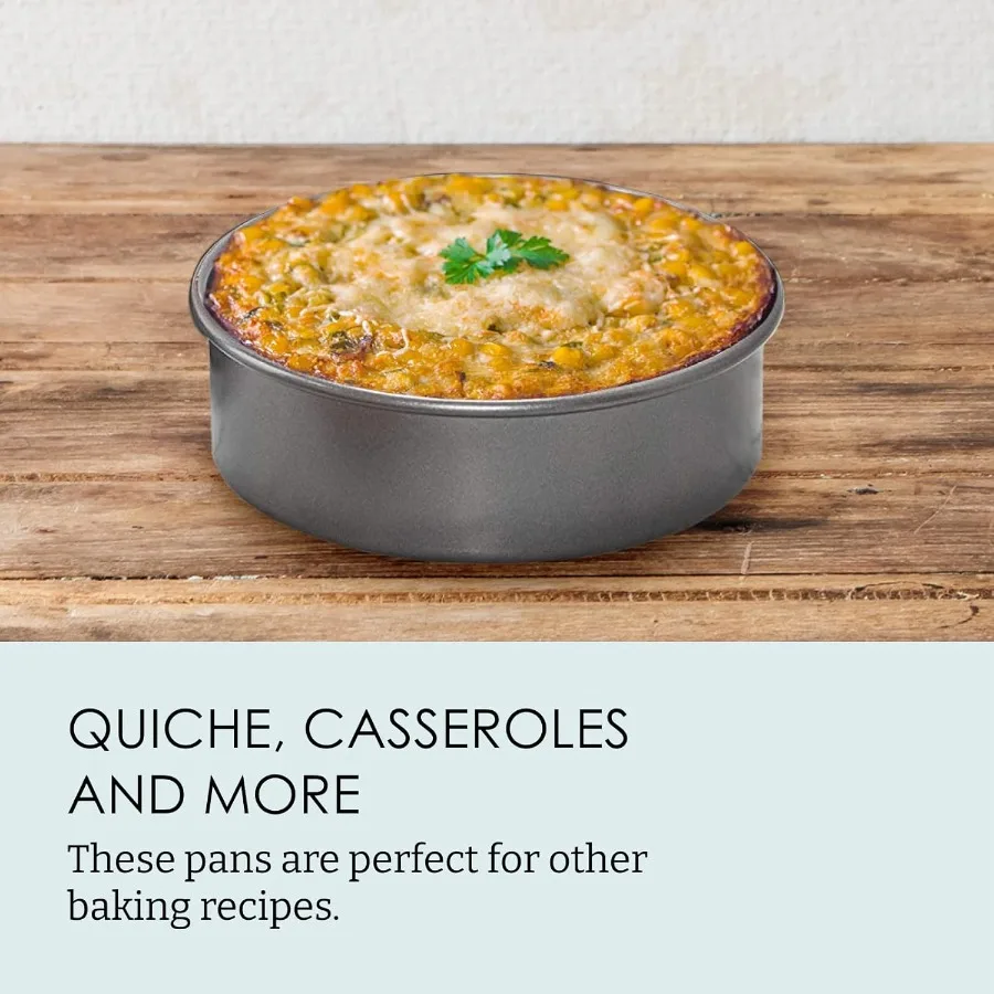 Professional 3Piece Round Cake Pan Set in 6 8 and 10 Inch Sizes with Premium Nonstick Coating HeavyWeight Carbon Steel Construc