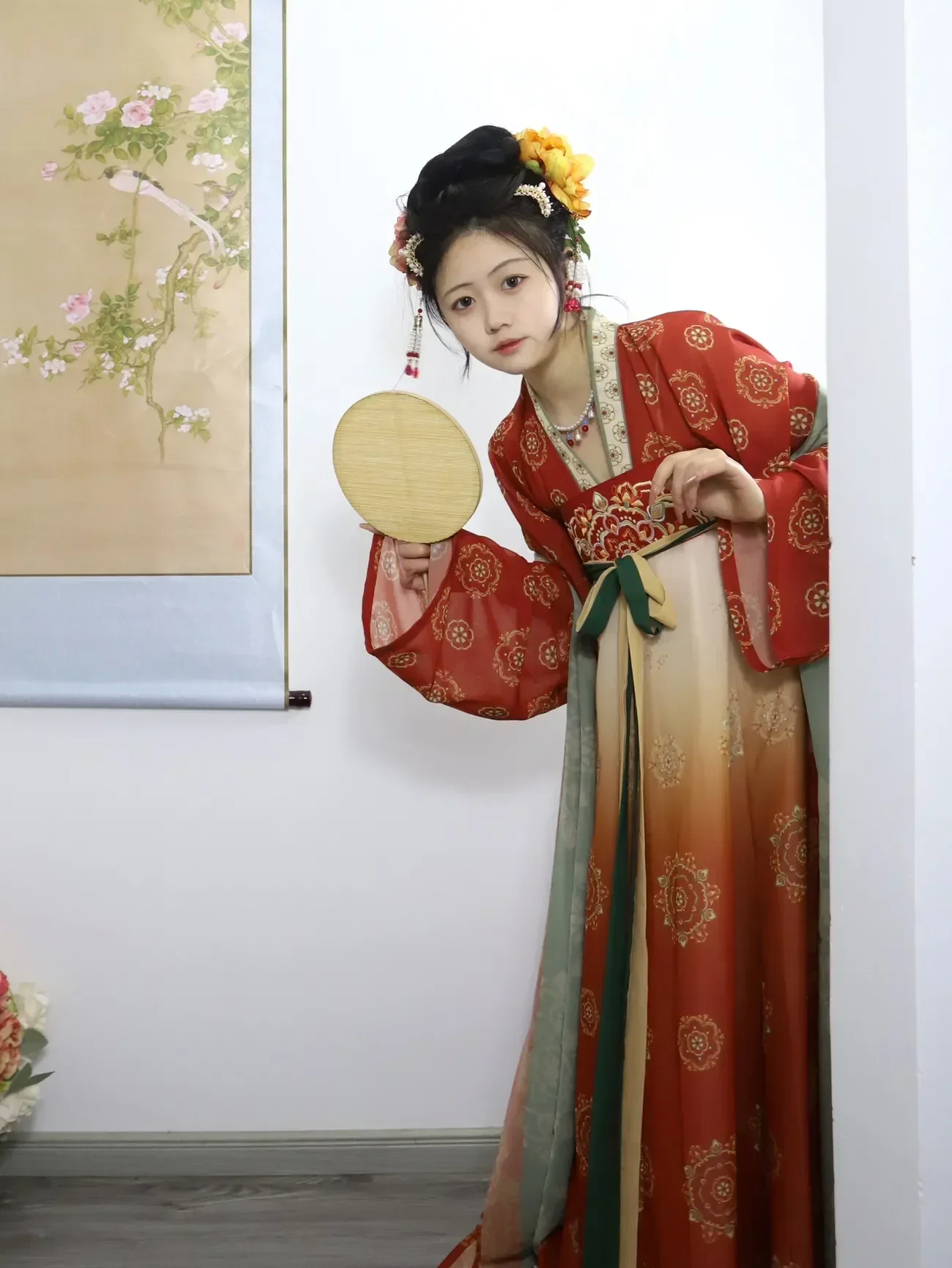 معطف Hanfu Tang Dynasty للنساء ، تنورة مكسورة بطول الصدر بأكمام كبيرة ، Han Fu للصيف ، أصلي ، جديد ،