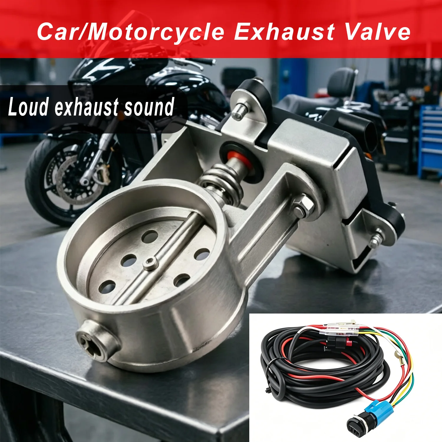 

51/63mm Car Motorcycle Exhaust Control Valve, Electric Exhaust Cutout Valve with Wired Remote Universal Electric Exhaust Valve