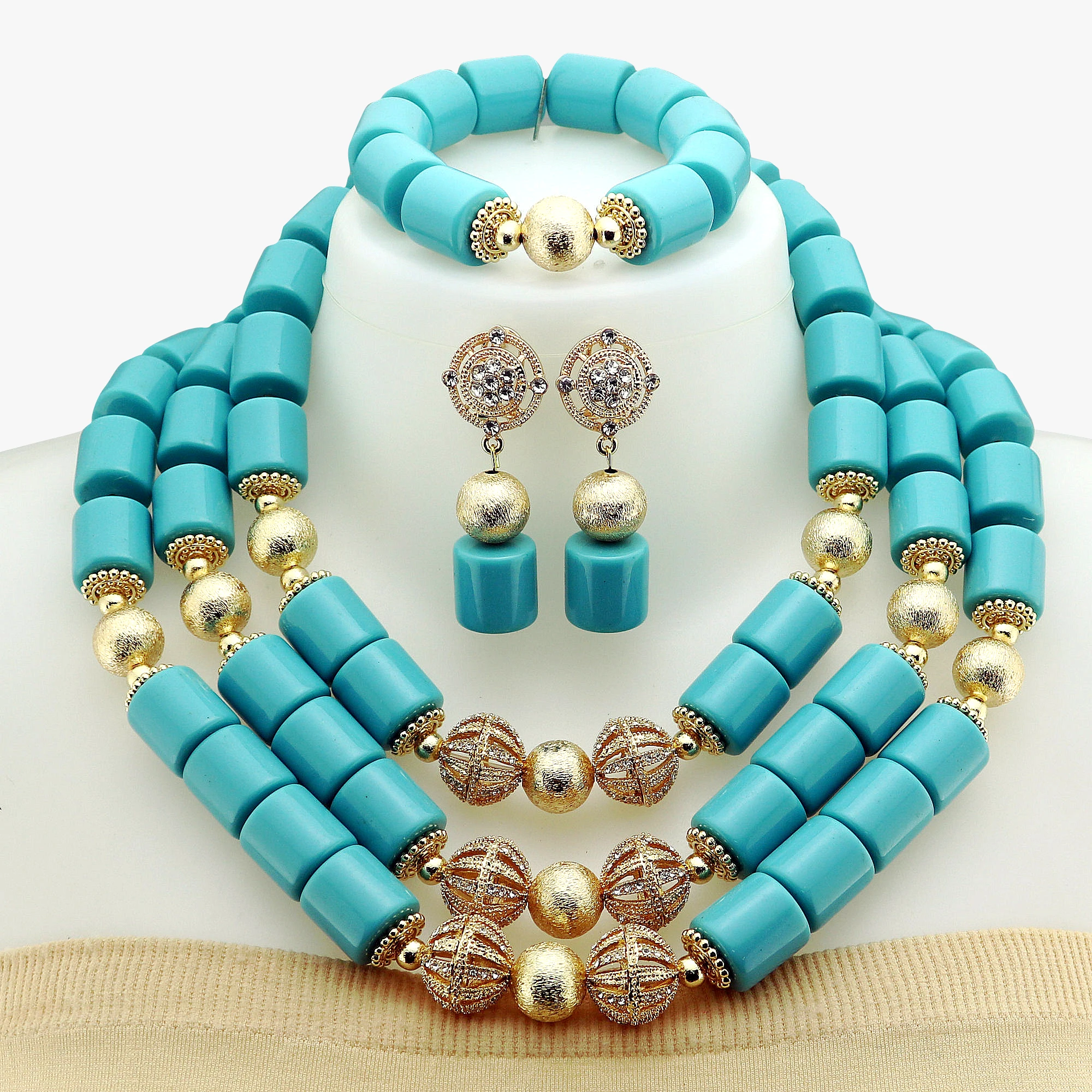 Fashion Free Shipping! Dubai Gold Beads Women Necklace African Wedding Jewelry Set 2025 New Design Nigeria Bride