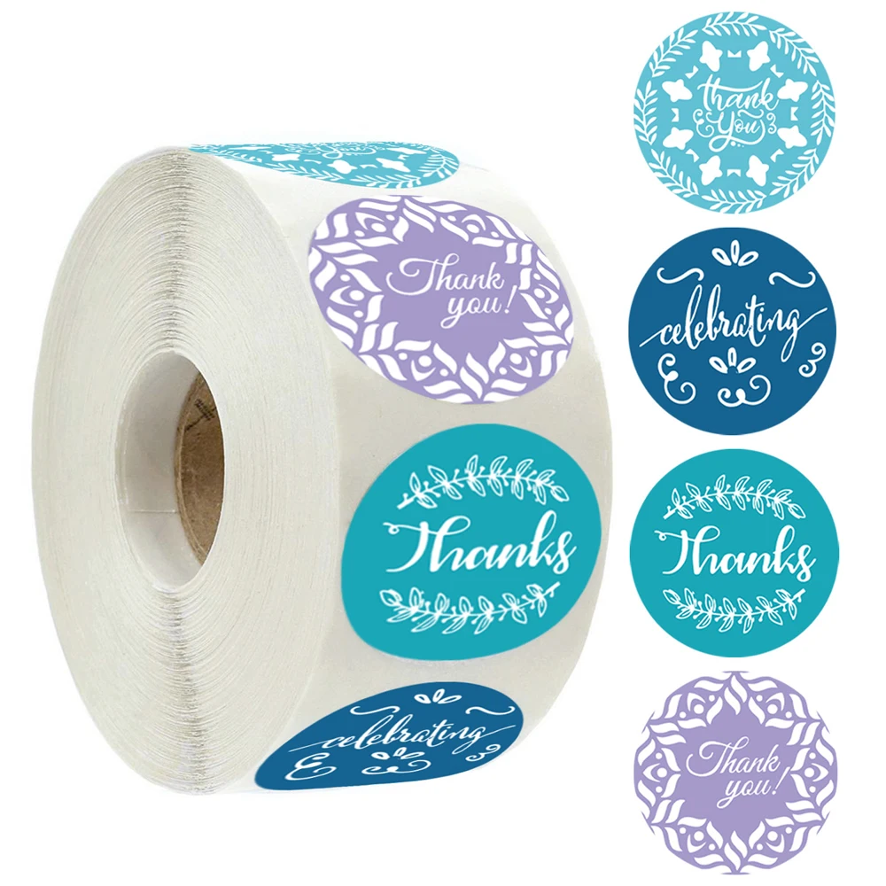 Round Paper Thank You Stickers Scrapbooking 100-500pcs 1inch Wedding Celebrating Seal Label Stickers Roll Stationery Stickers