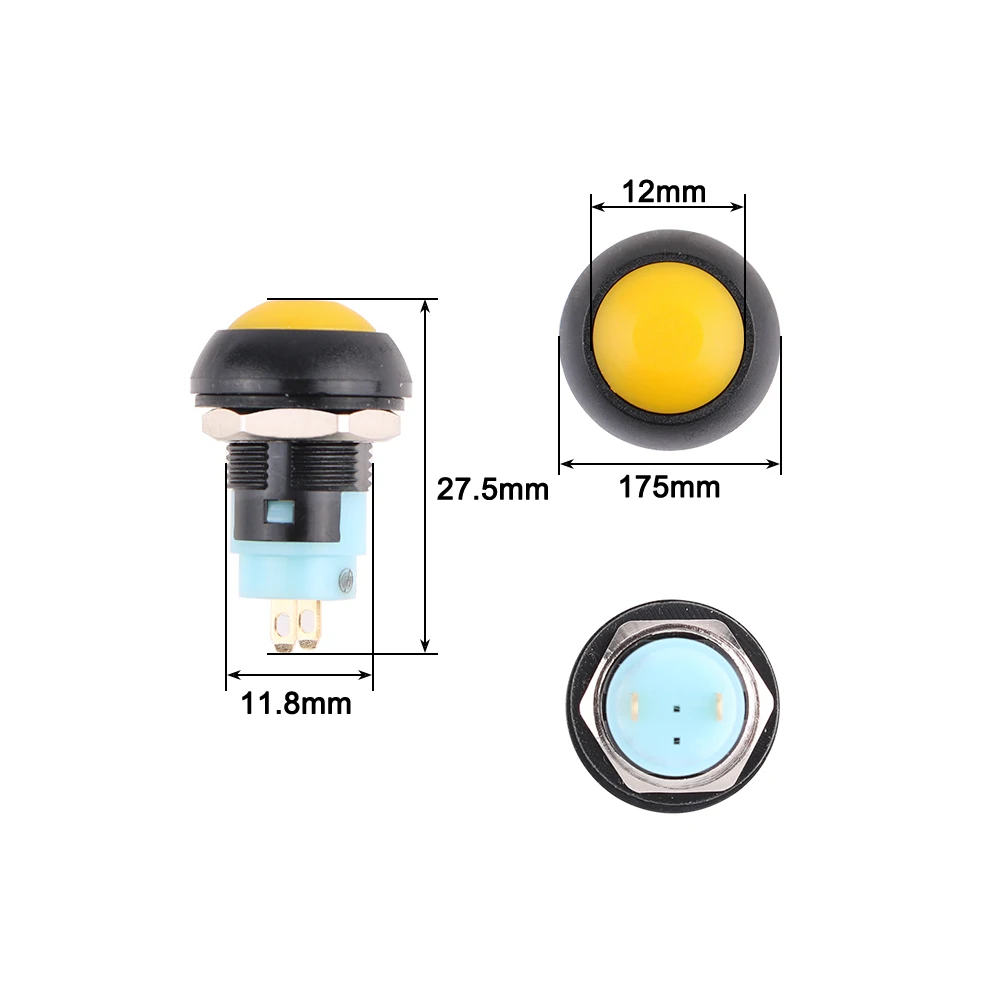 1PC PBS-33A 12mm 1NO latching Small Waterproof plastic Push Button Switch 250V 3A Round Red Green White Black Blue Yellow DS-33A