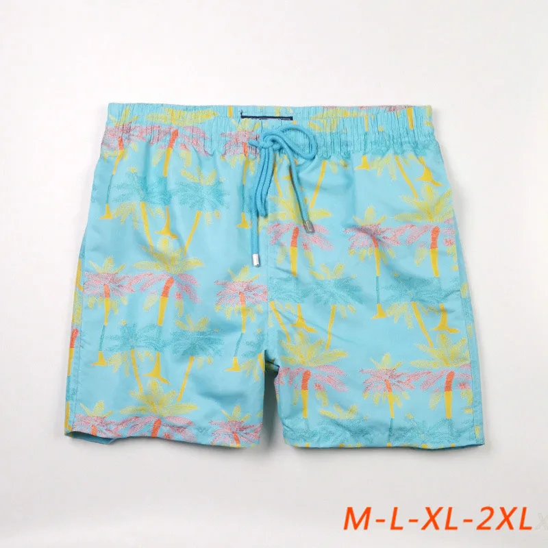 Fashion New Men Board Shorts Coconut Tree Around Printed Top Quality Beach Swim Pool Party Surf Bermudas Swimwear SW320