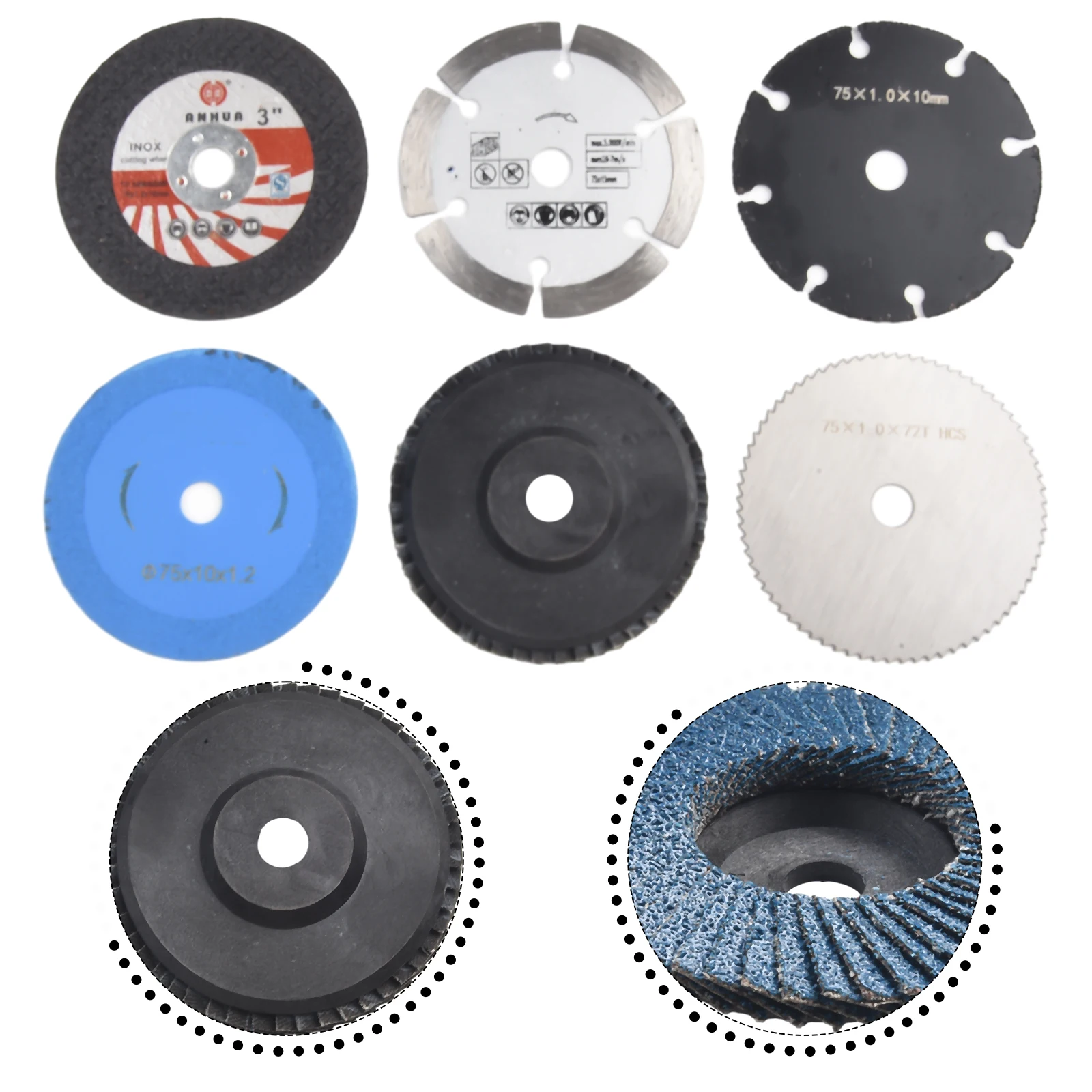 

6pcs 75mm Cutting Disc Grinding Wheel For Angle Grinder HSS Saw Blade Polishing Wheel Woodwork Cutting Blade 10mm Bore