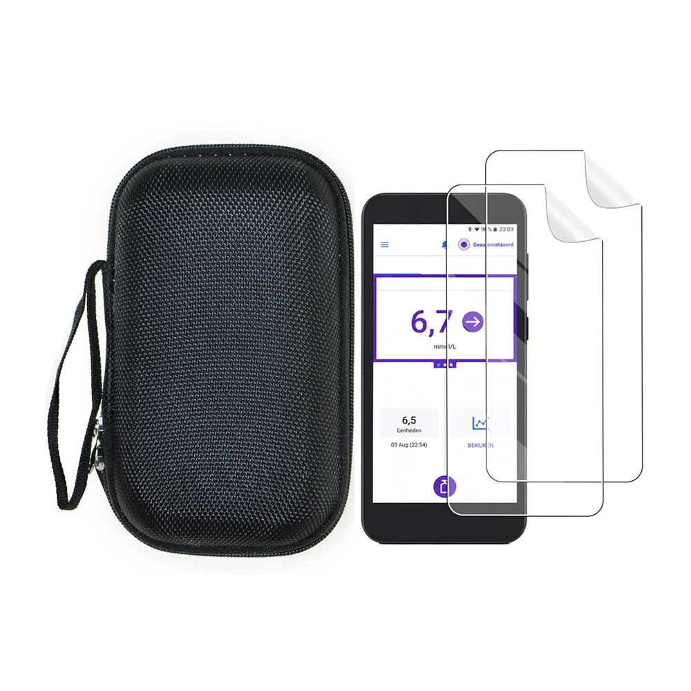 Portable Protect Carryin Case Storage Bag + Screen Protector Anti-Scratch Film for Omnipod5 Omnipod 5 Receiver PDM Accessories