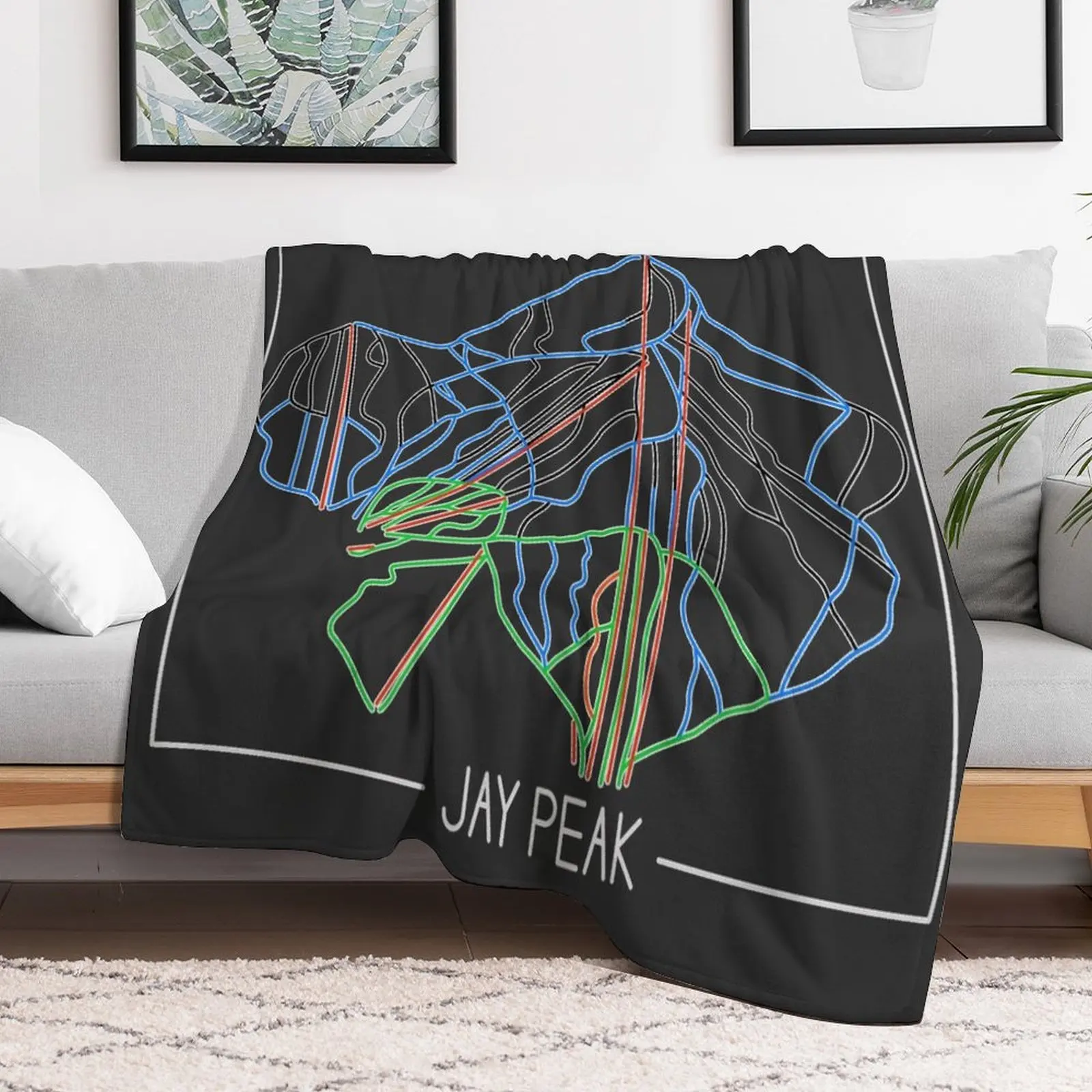 

Jay Peak Trail Rating Trail Map Throw Blanket Bed For Decorative Sofa Flannel Fabric Blankets