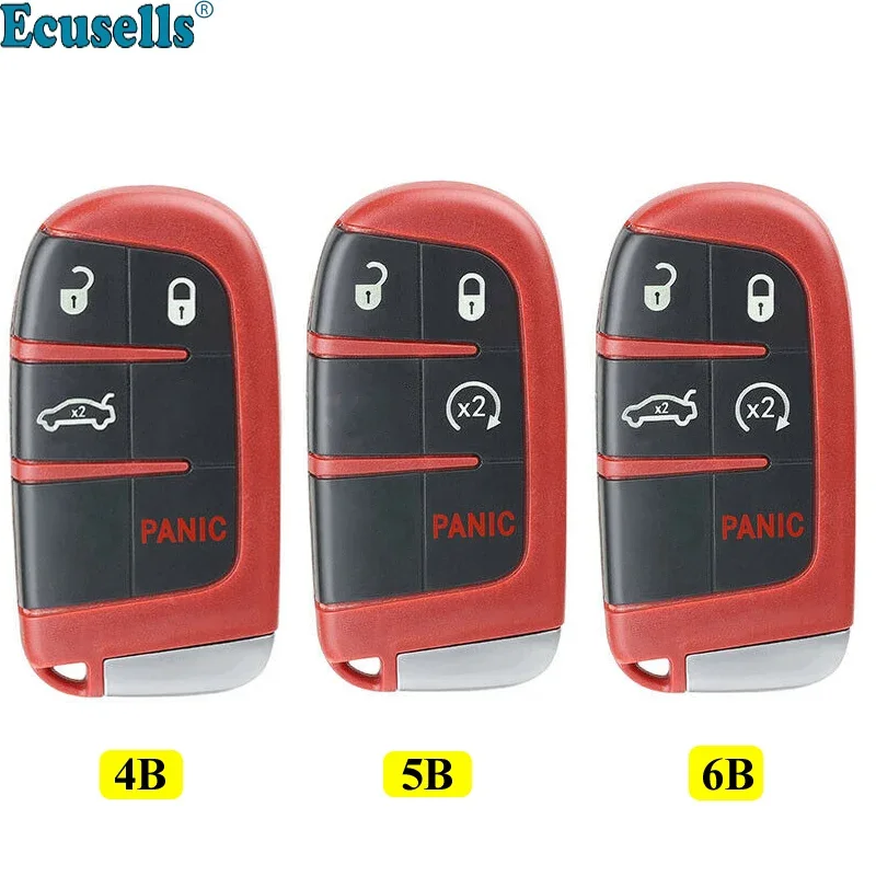 

4 Buttons 5 Buttons Replacement Remote Key Shell Case Fob for Chrysler Jeep Dodge 2011-2018 -Red