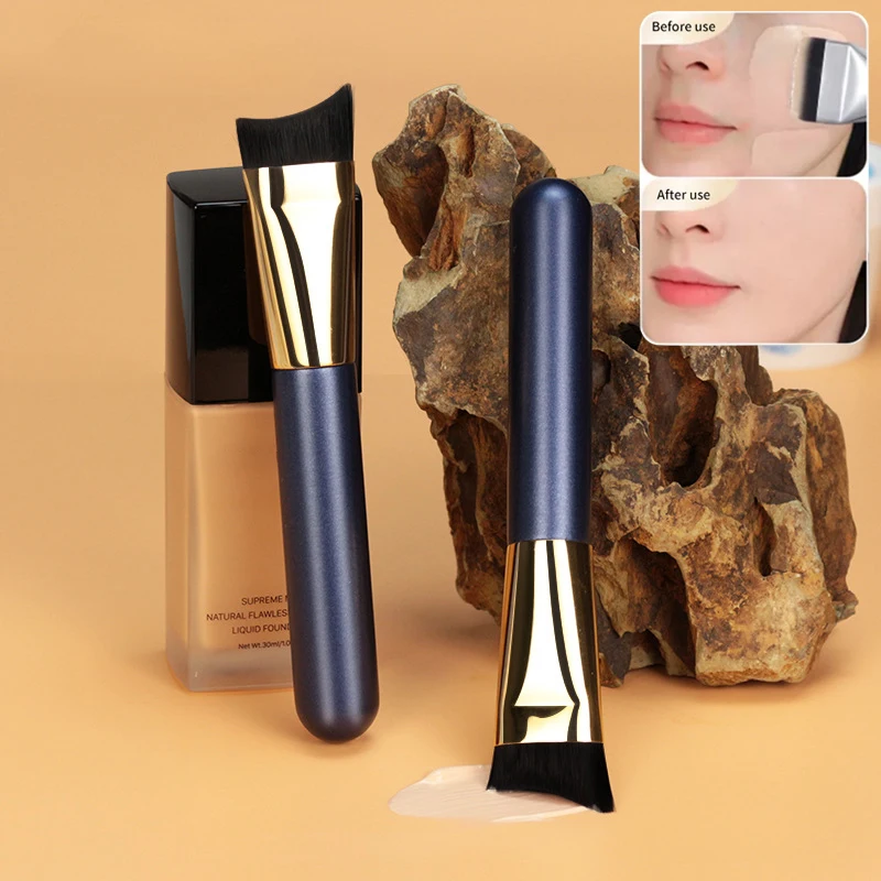 

Make-up Brush Crescent Shaped Arc Straight Foundation Light No Trace Concealer Metal Tube Facial Mask Brush Makeup Tools