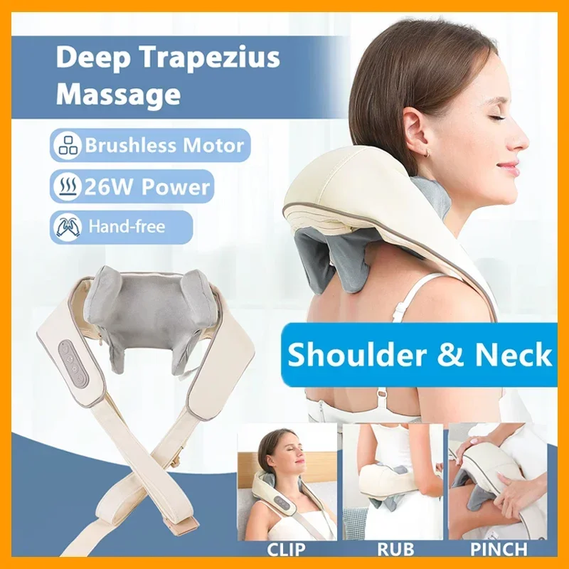 

2026 Shawl Neck Masajeador New 26W Brushless Motor Neck And Shoulder Massager Wireless Shoulder And Back Kneading Massage