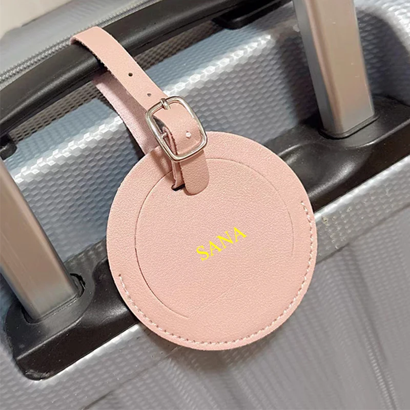 Custom Name Portable Travel Luggage Tag Engrave Company Logo Wholesale Suitcase Label Fashion Leather Trip Essential Accessories