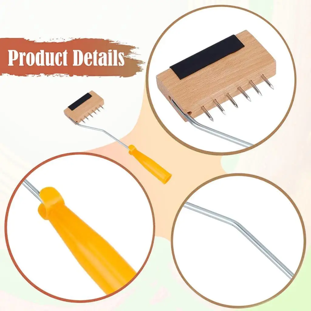 Upholstery Webbing Stretcher Six Pin Wooden Handle Non Slip Tool for Textile Framing Projects
