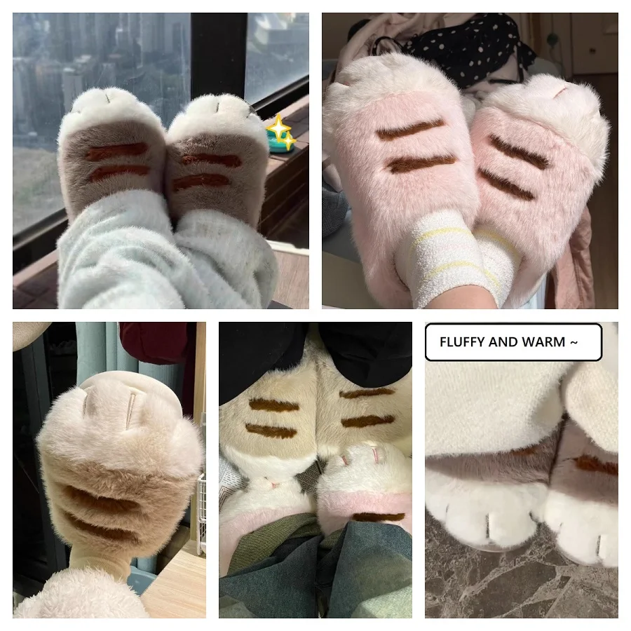 Neue Flauschige Katzenpfoten-Hausschuhe für Damen, Neuartige Kätzchen-Slipper, Flauschige Kätzchen-Hausschuhe, Damen Kawaii Anime Krallen-Slipper – Detail 19