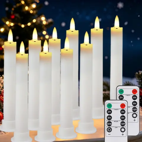 Short LED Flameless Taper Candles with Remote 6PCS Candlesticks Battery Operated 3D Flickering 6.6" Realistic Fake Candle Sticks for Home Wedding Fireplace Xmas Decor