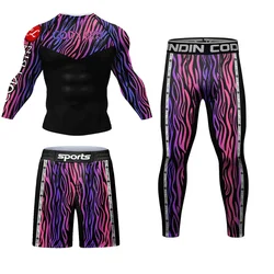 Men's Rashguard Set Bjj Jiu Jitsu MMA Boxing T-shirt +Shorts Set Boxe kickboxing Jerseys Mma Clothing Sport Compression Tights