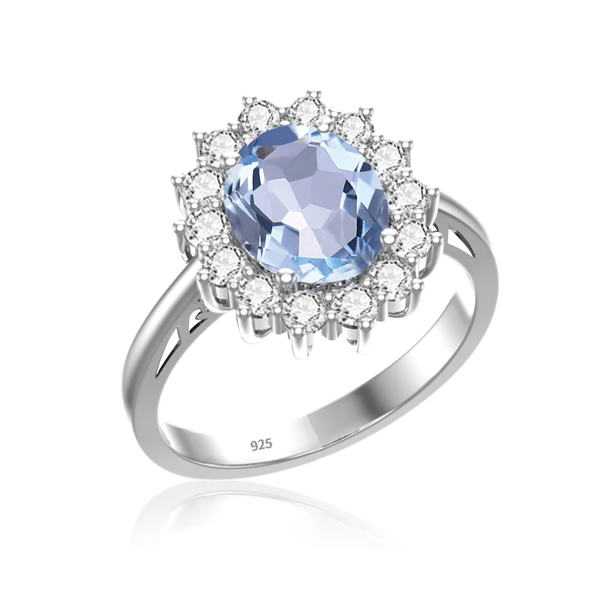 Ovaler Schliff 8*10mm Meerblaue Aquamarin-Ring Gold Eternity Diana Trendiger Beliebter Hochzeitsschmuck Für Frauen Handgefertigt – Detail 7