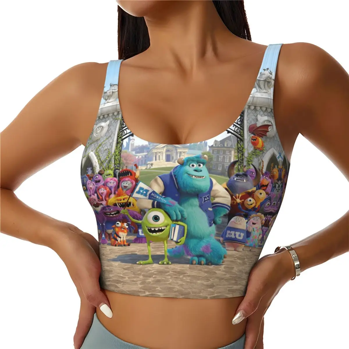 

Custom Women Manga Monsters University Movie Sports Bras High Impact Gym Workout Yoga Crop Tank Tops