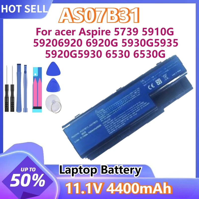 

For Acer Aspire 5739 5910G 5920 5930G 5930 6530 6530G 5935 5920G AS07B31 AS07B41 Laptop Battery 11.1V 4400mAh with Tools