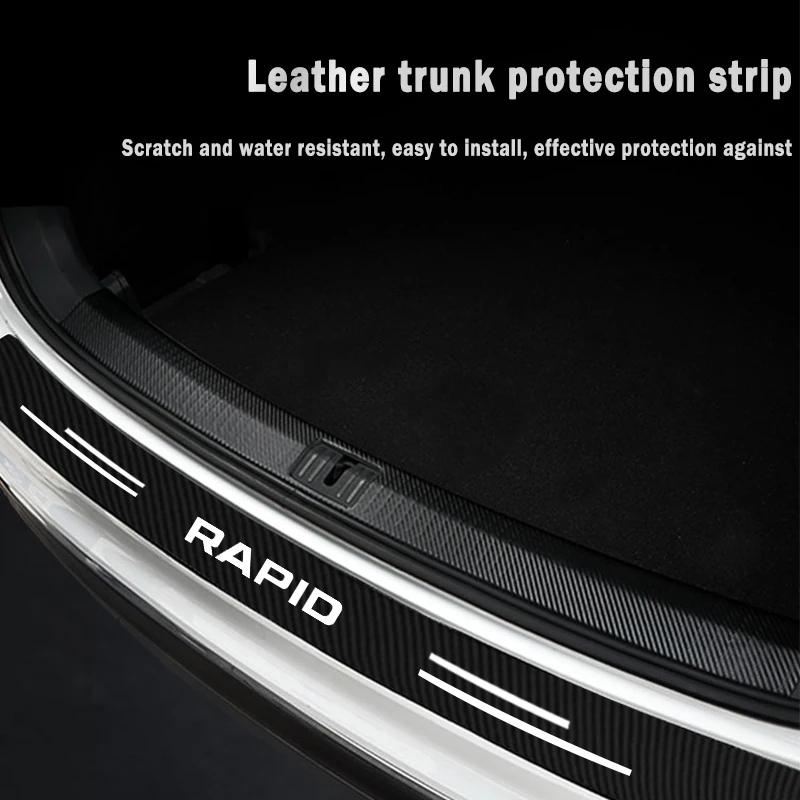 Car Rear Trunk Door Sill Bumper Guard Carbon Fiber Sticker Anti-Scratch Protection Strip for Skoda Rapid Spaceback NH1 NH3 NA2