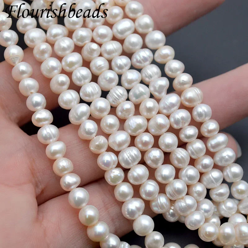 Middle Quality Cheap 5~11mm White Natural Freshwater Pearls Potato Oval Shape Round Beads For Jewelry Making