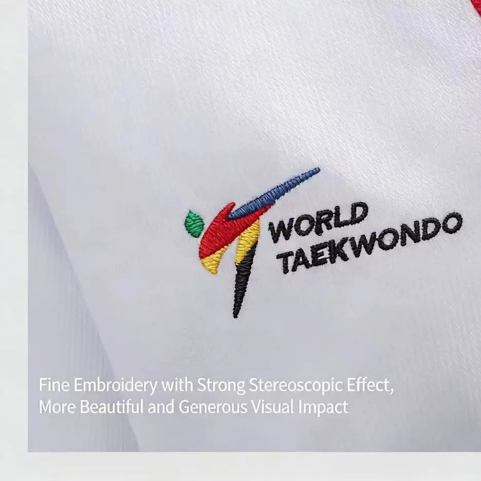 WT Taekwondo White Sports Uniform, suitable for Karate, Judo and other martial arts, unisex adult beginner competition general u - view 5