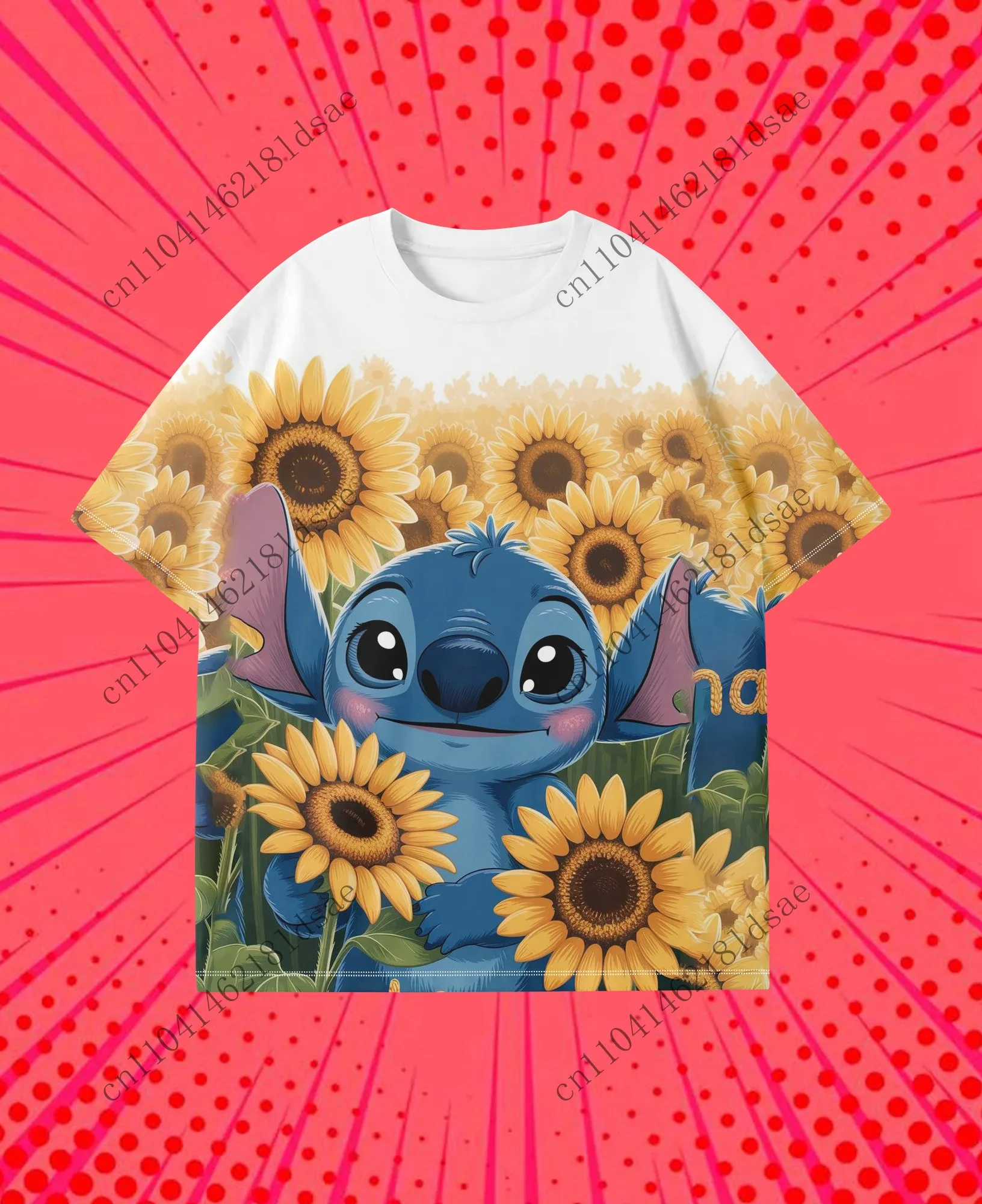 Kawaii غرزة 3Dprint عادية الشارع الصيف الكرتون بلايز تي شيرت موضة Y2k ملابس الرجال والنساء الكبار والأطفال عباد الشمس #1