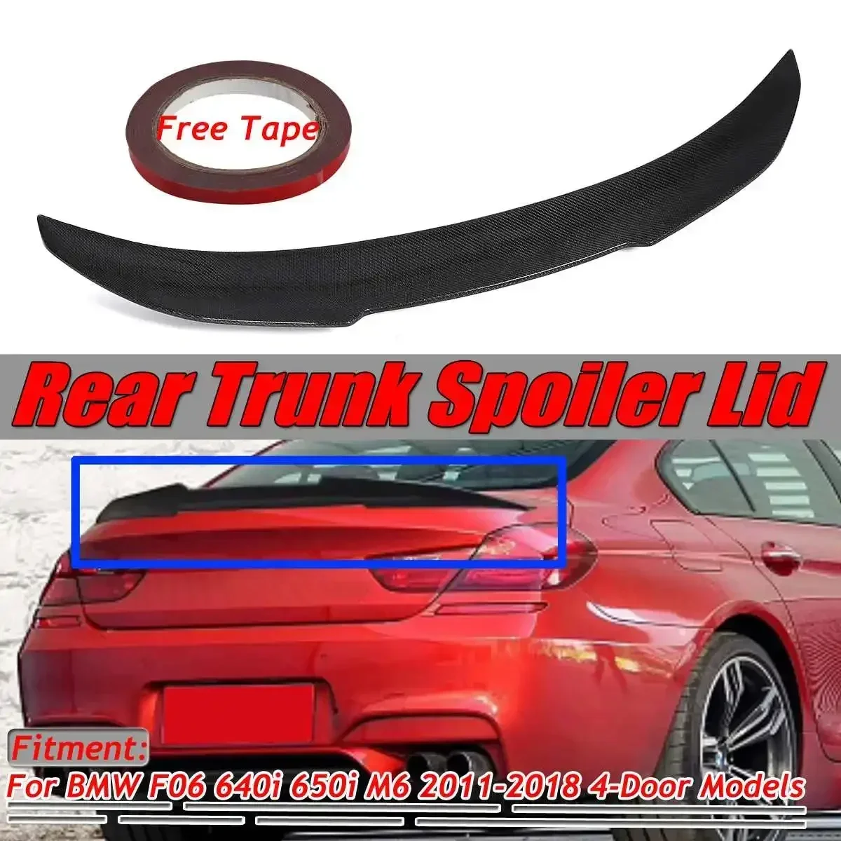 PSM Style Real Carbon Fiber F06 Spoiler Wing Car Rear Trunk Boot Spoiler Wing Extension For BMW F06 640i 650i M6 2011-2018 4DR