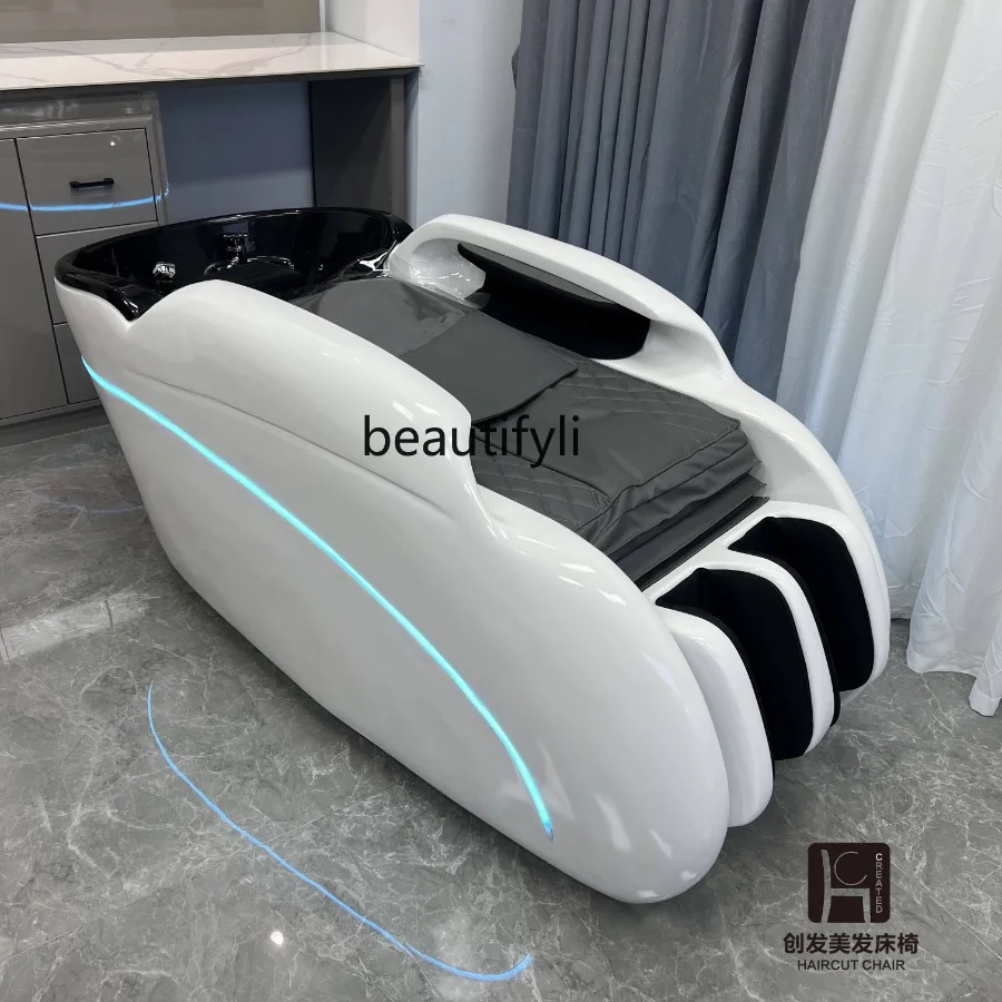 

Barber Shop High-End Electric Massage Shampoo Bed with Light Hair Salon Flushing Bed Multi-Function