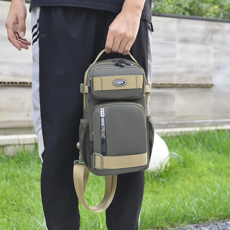 Wasserdichte Mehrtaschen-Umhängetasche für Herren Diebstahlsichere Brusttasche mit Port Casual Sportliche Crossbody-Tasche für Wandern Reisen Outdoor – Detail 5