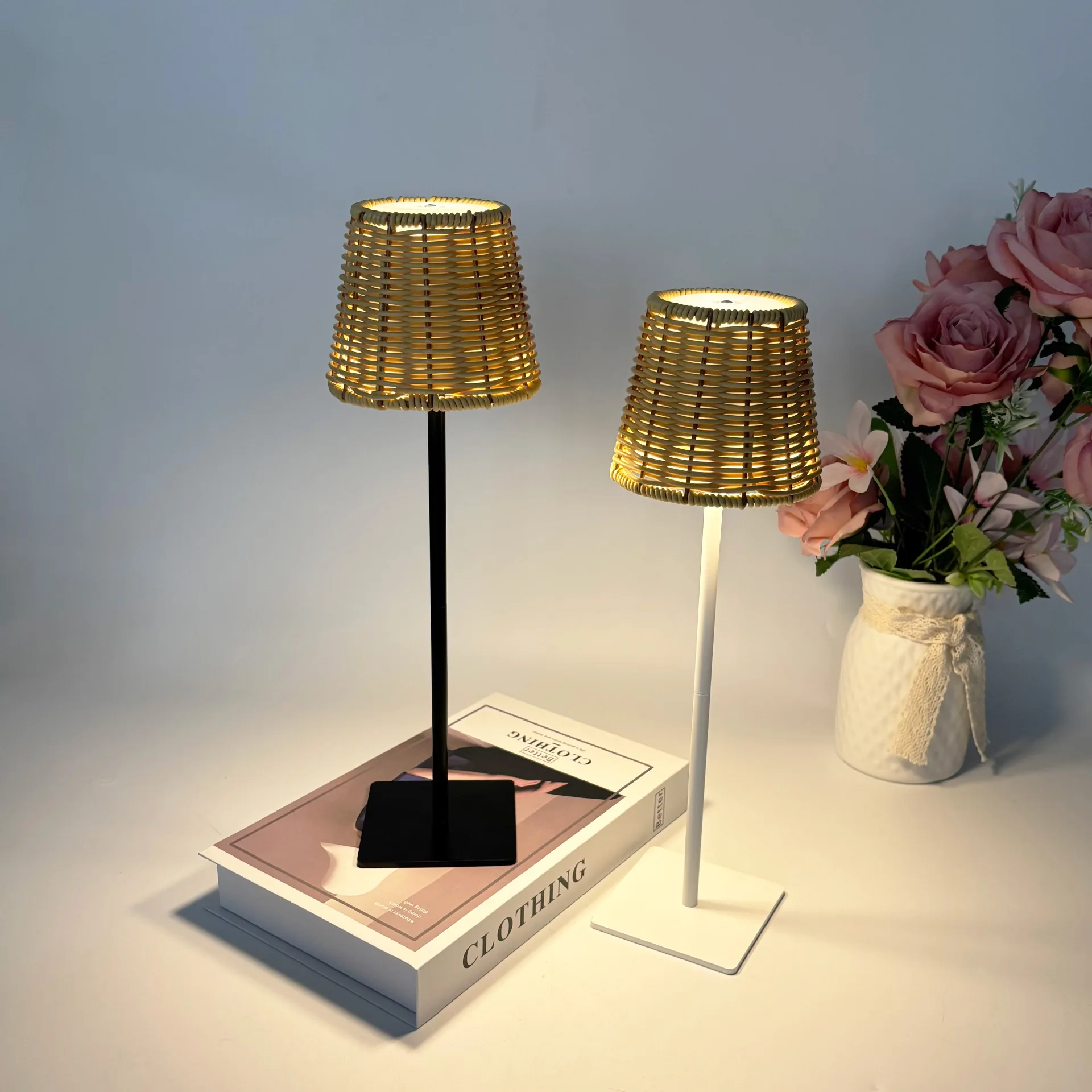 

LED Charging Creative Rattan Tall Table Lamp Home Decor Living Room Bedroom Night Light